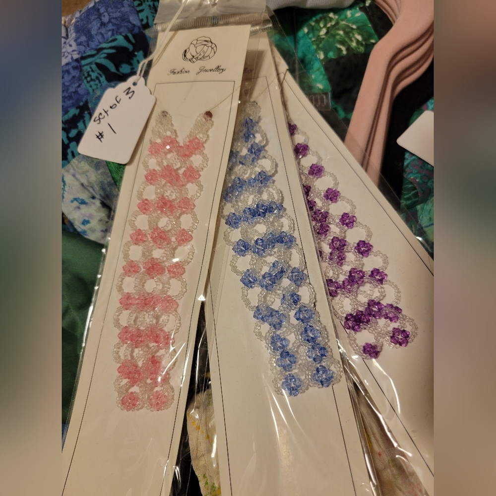 Fashion Jewelry Necklaces (3) Pink, Blue, Purple